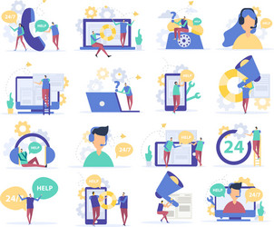 customer support flat icons vector