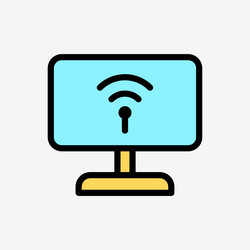 icon line color computer or tv with wifi vector image