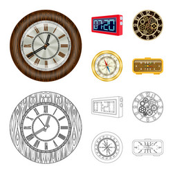 isolated object of clock and time sign collection vector image