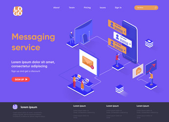 messaging service isometric landing page internet vector