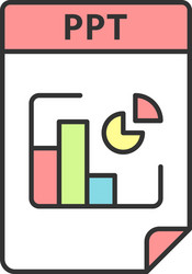 ppt file format color icon presentation document vector image
