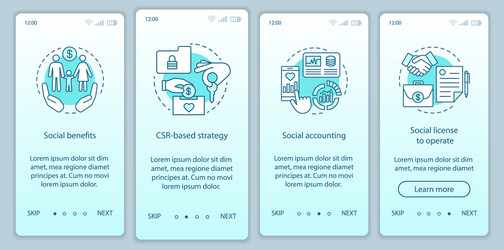 csr onboarding mobile app page screen template vector