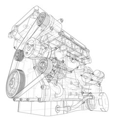 engine sketch rendering of 3d vector image