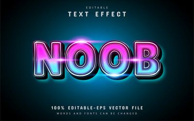 noob glowing text effect vector image