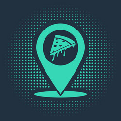 green map pointer with fast food slice pizza icon vector image