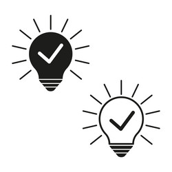 lightbulb check mark icon idea confirmation vector image