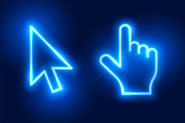 neon style computer cursor and arrow design vector image