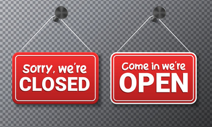Business open closed sign shop door signs boards Vector Image