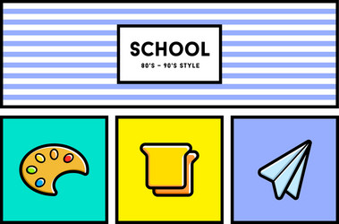 80s or 90s stylish school education icon set vector