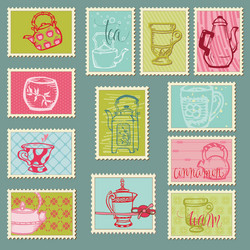Retro Teapot Stamps Vector Image