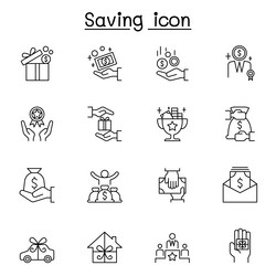 saving icon set in thin line style vector image