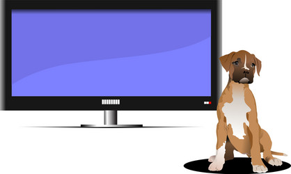 Screen of plasma or lcd tv set and sitting dog vector