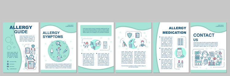 Allergy guide brochure template layout symptoms vector