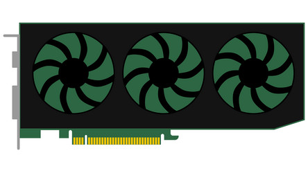 computer graphics card for pc with three fans vector image