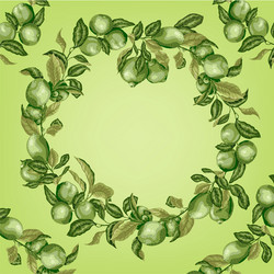 template with circle frame of citrus tree vector image
