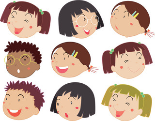 Children avatar faces childhood cute kids boys Vector Image