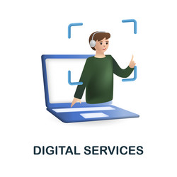 Digital services icon 3d from digitalization vector