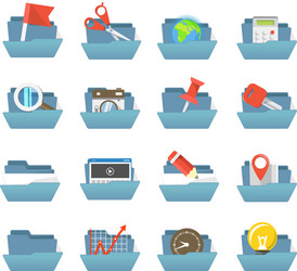 folders collection with different content vector image