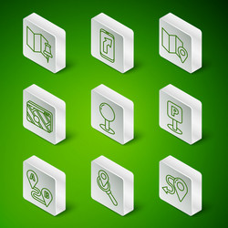 set line route location search folded map vector image