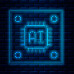 glowing neon line computer processor vector image