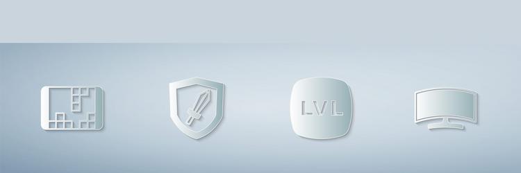 set portable video game console sword for level vector image