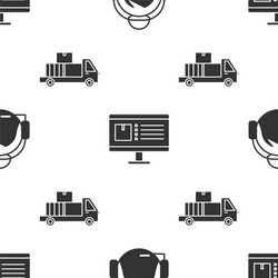set support operator in touch computer monitor vector image