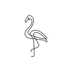 flamingo simple line drawing continuous one vector