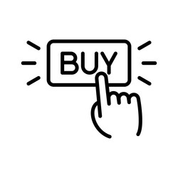 Hand click buy button icon on pictogram vector