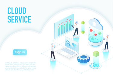 inside work process cloud service big data vector image