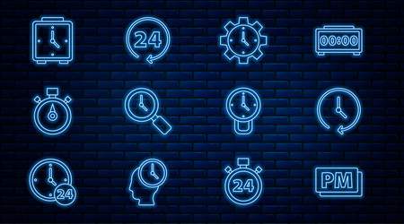 set line clock pm time management magnifying vector image