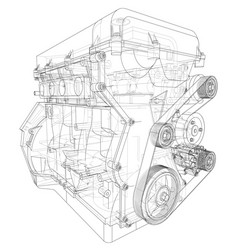 engine sketch rendering of 3d vector image