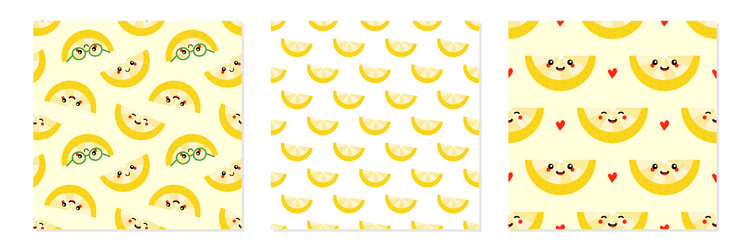 lemon slices and characters patterns vector image