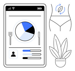 mobile health app interface with diet chart vector image