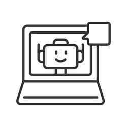 robot support on laptop icon in line design vector image