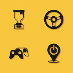 set award cup power button game controller vector image