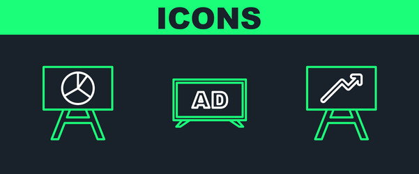 set line board with graph chart and advertising vector image