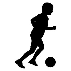 silhouette of football player boy kicking ball vector