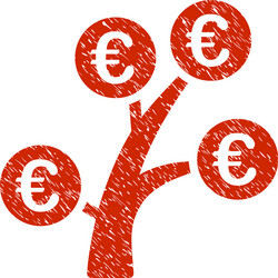 Euro money tree icon grunge watermark vector