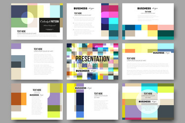 Set of 9 templates for presentation slides vector