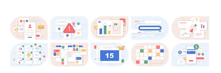 set of ui and ux vector image