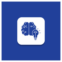 Blue round button for idea business brain mind vector