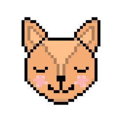 Cat head in pixel art style vector