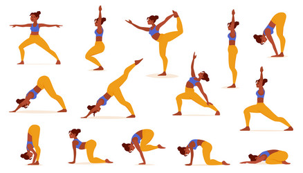 Female Yoga Poses - Wellness & Fitness Vector Image