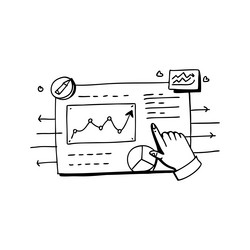 graph and chart interface with lines hand drawn vector image