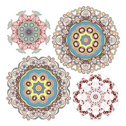 Set of kaleidoscopic floral pattern vector