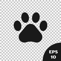 black paw print icon isolated on transparent vector