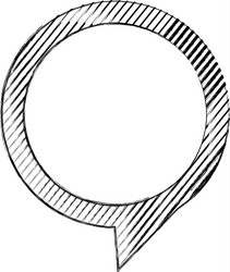 Monochrome sketch of circular speech with tail vector