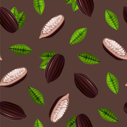 realistic 3d cocoa beans seamless pattern vector image
