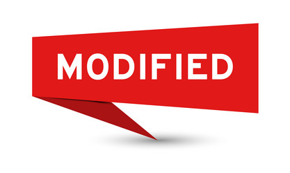red color speech banner with word modified vector image