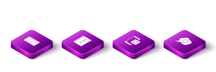set isometric mail and e-mail user manual mobile vector image